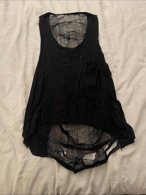 Raquel Allegra Black Sheer Layered Top